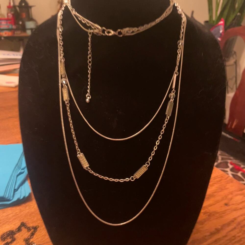 Gold Tone Multi-Layered Snake & Chunky Chain Necklace Fashion